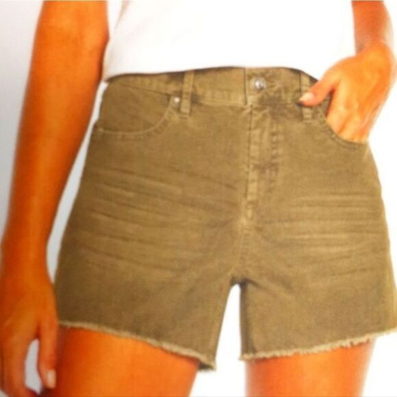 GAP Corduroy Shorts Fine Wale Olive Green Frayed Hems Size 16‎ - Picture 5 of 6